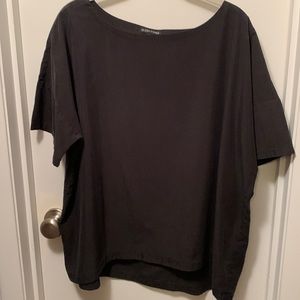 Eileen Fisher Black Short Sleeve Tencel Top - L